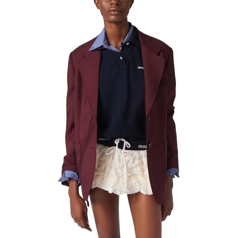 Purchase MIU MIU 刺绣深红色长袖西装外套男女通用款。 MH1927-12I1-F0399-S-OOO