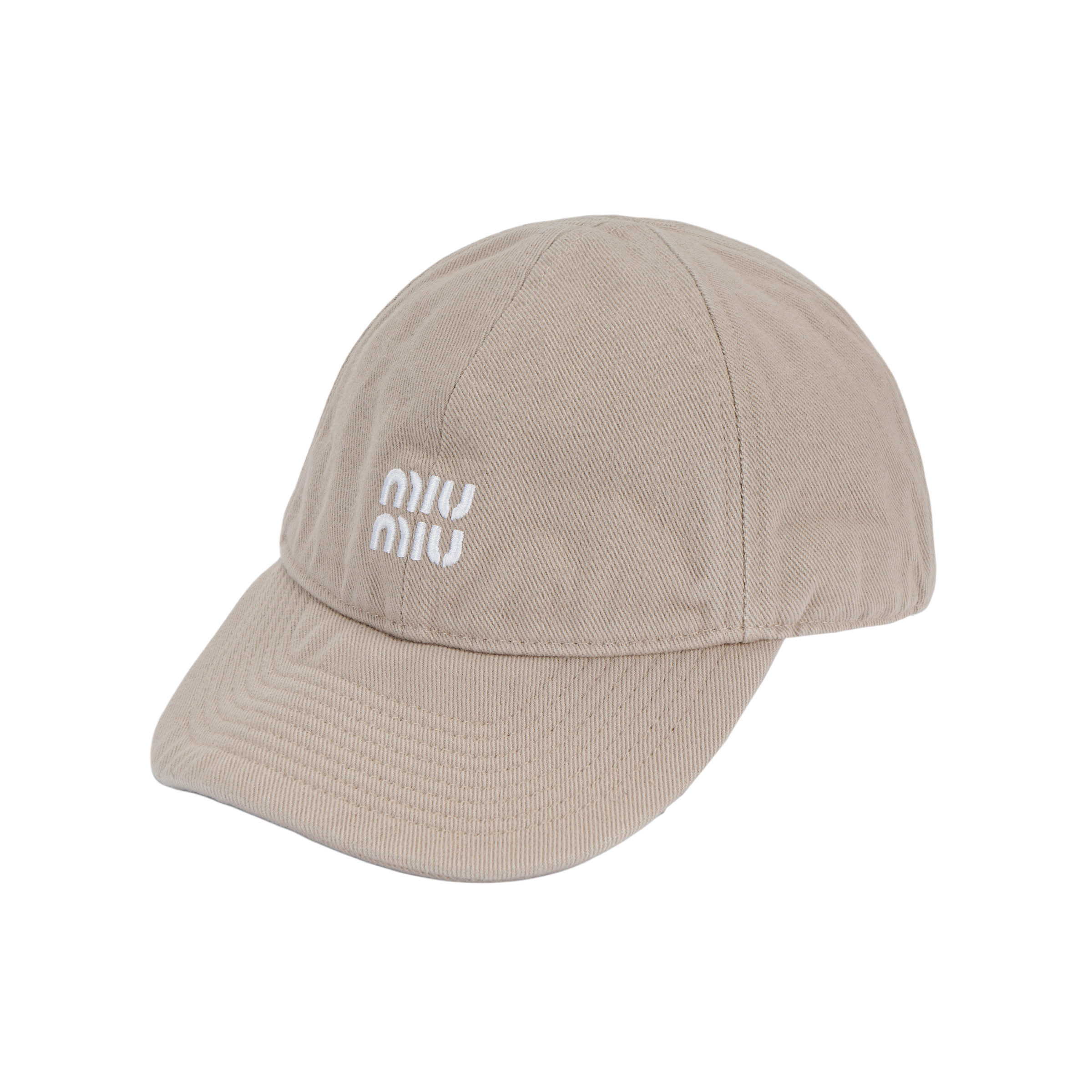 MIU MIU Embroidered Logo Beige Baseball Cap - Unisex Couple Style. 5HC369 2CR1 F03UL