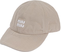 MIU MIU Embroidered Logo Beige Baseball Cap - Unisex Couple Style. 5HC369 2CR1 F03UL MIU MIU Embroidered Logo Beige Baseball Cap - Unisex Couple Style. 5HC369 2CR1 F03UL