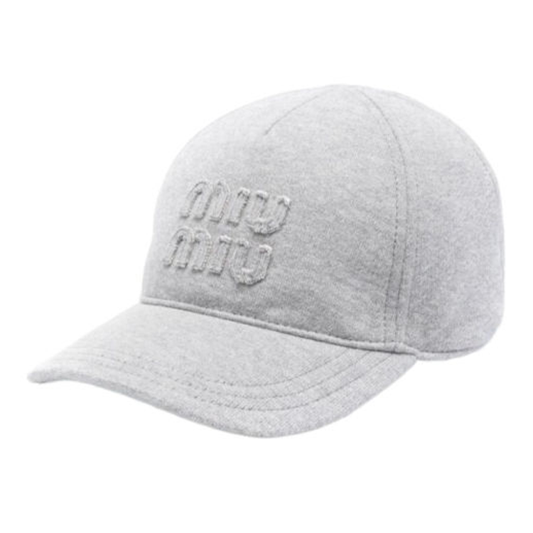 Order Topi Besbol Kapas MIU MIU Logo Sulaman Kelabu Wanita. 5HC1792C30