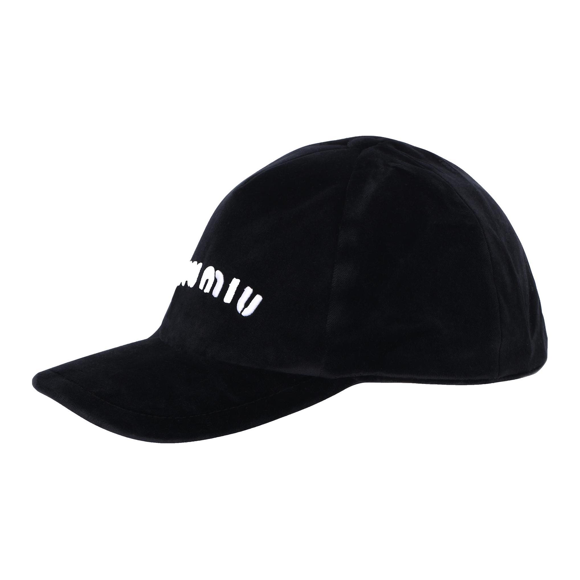 MIU MIU Embroidered Velvet Baseball Cap Unisex Fashion Style. 5HC179-068-F0967