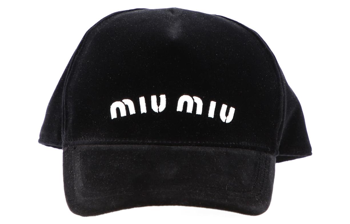 Shop MIU MIU 刺绣天鹅绒棒球帽 男女同款时尚款式. 5HC179-068-F0967