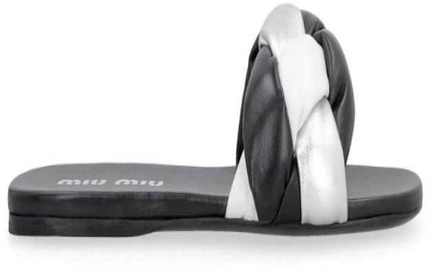 ミュウミュウ レザーフラットサンダル (黒) 5XX487F0050K7F0JME Buy ミュウミュウ レザーフラットサンダル (黒) 5XX487F0050K7F0JME