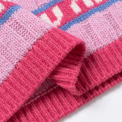 MIU MIU 2021秋冬粉色条纹徽标羊毛针织衫男女同款。 MML427-1RR1-F0028 Cheap MIU MIU 2021秋冬粉色条纹徽标羊毛针织衫男女同款。 MML427-1RR1-F0028