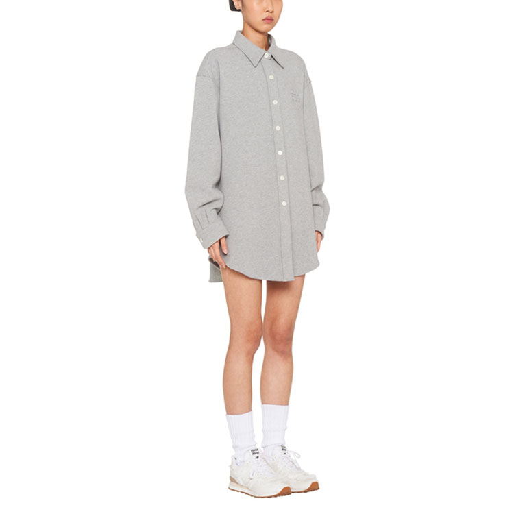 Purchase MIU MIU FW22 刺繡Logo長袖防曬上衣 中性 灰色 MJL865-102J-F0031