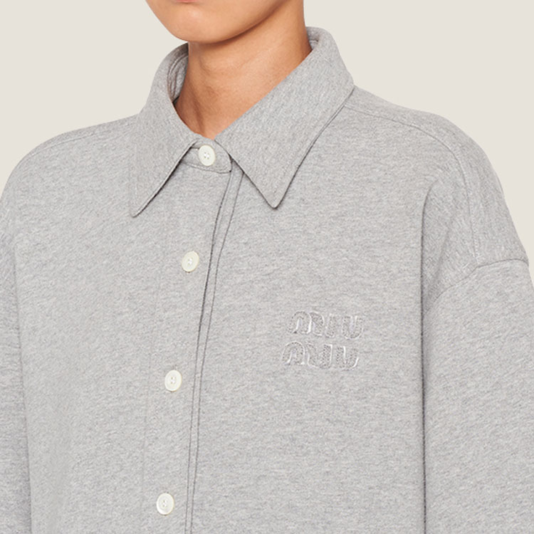 Sizing MIU MIU FW22 刺繡Logo長袖防曬上衣 中性 灰色 MJL865-102J-F0031