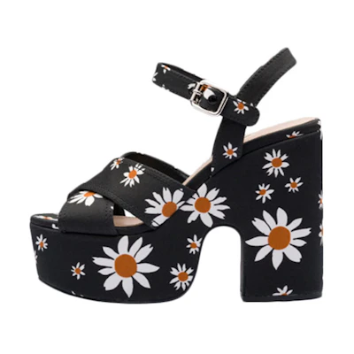 MIU MIU High Heel Sandals 'Black Daisy Print'