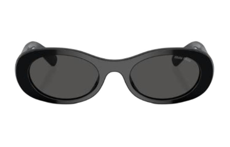 Lookbook 미우미우 남성용 비정형 풀프레임 아세테이트 블랙 선글라스. MU06ZS1AB5S0