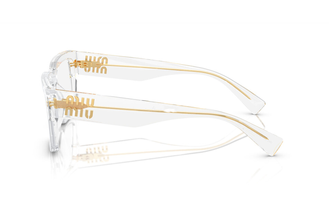 Lookbook MIU MIU 不規則男士透明框光學眼鏡品牌標誌設計 MU02XV2AZ1O1