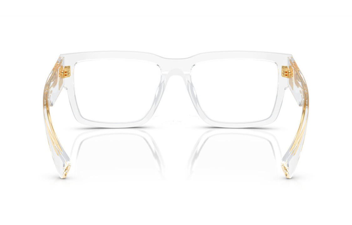 Shop MIU MIU 不規則男士透明框光學眼鏡品牌標誌設計 MU02XV2AZ1O1