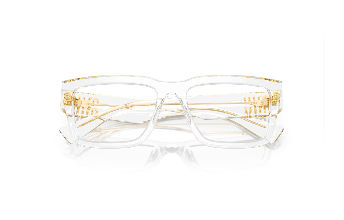 Details for MIU MIU 不規則男士透明框光學眼鏡品牌標誌設計 MU02XV2AZ1O1