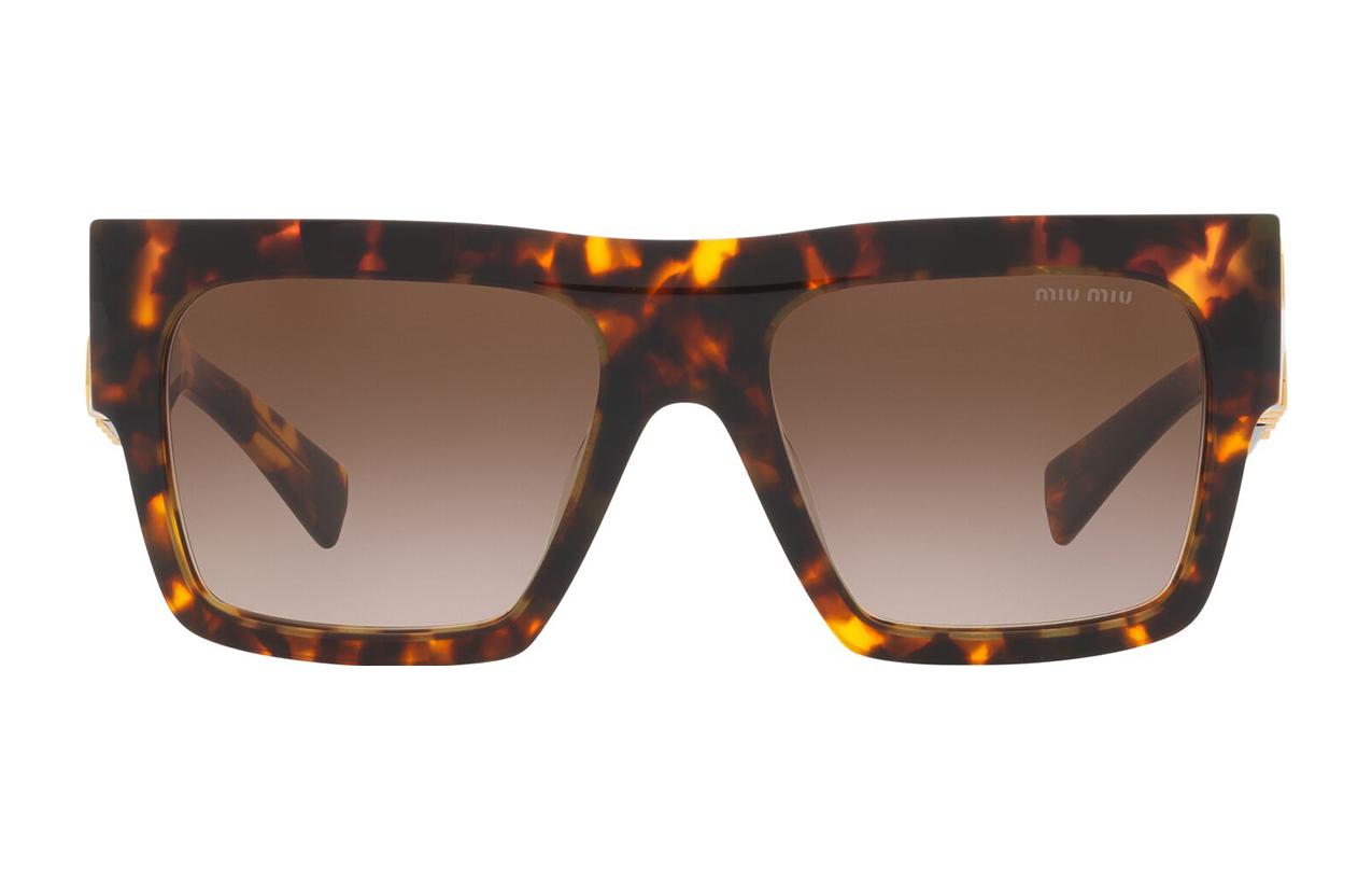 Order MIU MIU Irregular Plastic Sunglasses Brown MU10WSVAU6S1