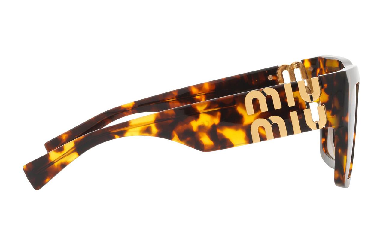 Shop MIU MIU Irregular Plastic Sunglasses Brown MU10WSVAU6S1