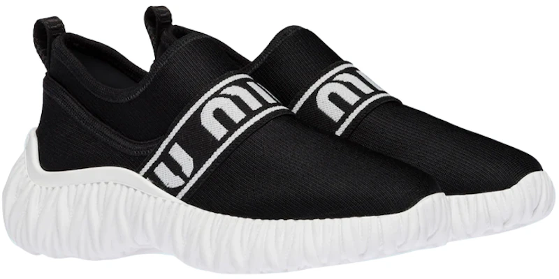 MIU MIU Kasut Kain Slip-On 'Hitam Putih' 5S374D_3KEV_F0002_F_010 Lookbook MIU MIU Kasut Kain Slip-On 'Hitam Putih' 5S374D_3KEV_F0002_F_010