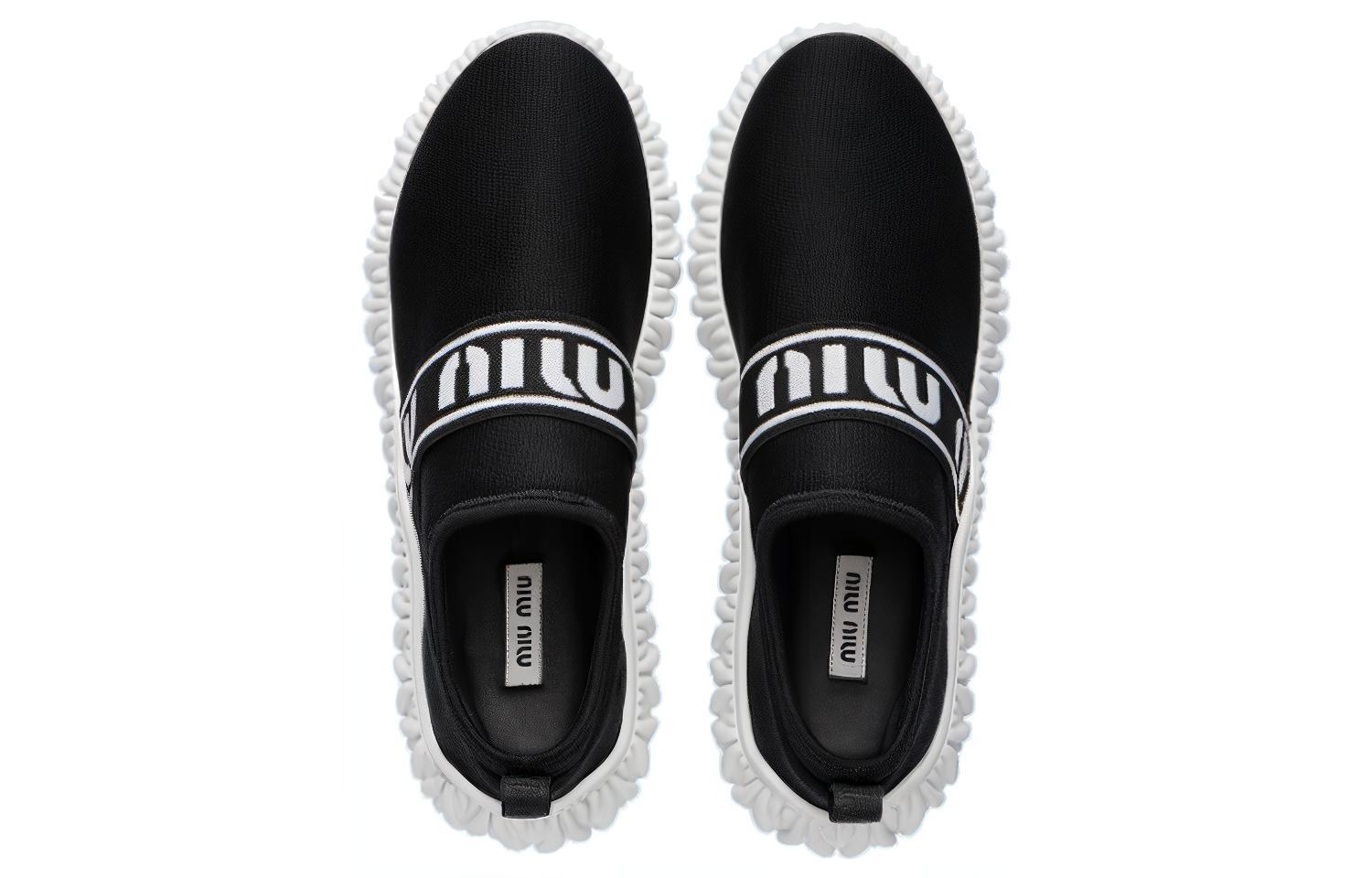 Purchase MIU MIU Kasut Kain Slip-On 'Hitam Putih' 5S374D_3KEV_F0002_F_010