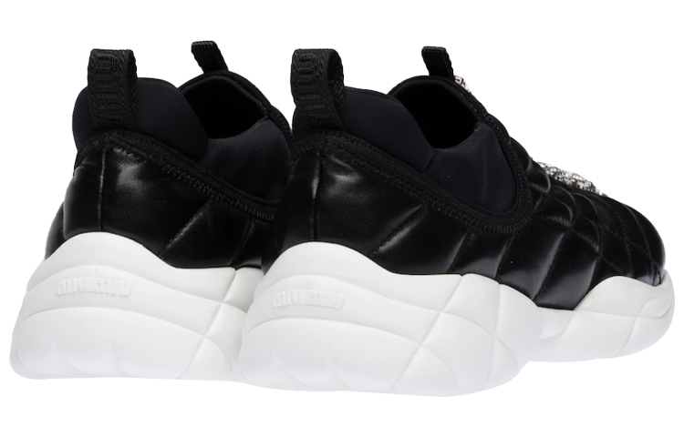 MIU MIU Knit Slip-On Sneakers 'Black White' 圖 4