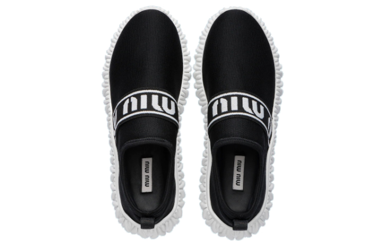 MIU MIU Knit Slip-On Sneakers 'Black White' 圖 5