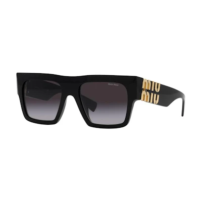 MIU MIU Letter Logo Irregular Frame Sunglasses Unisex Couples Black. 0MU10WS1AB5D1