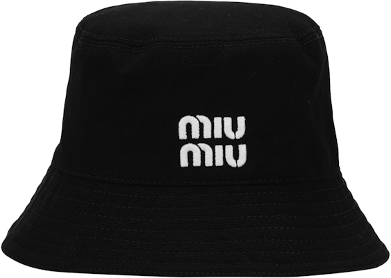MIU MIU Logo Decor Polyester Unisex Black Bucket Hat for Couples. 102464384 Buy MIU MIU Logo Decor Polyester Unisex Black Bucket Hat for Couples. 102464384