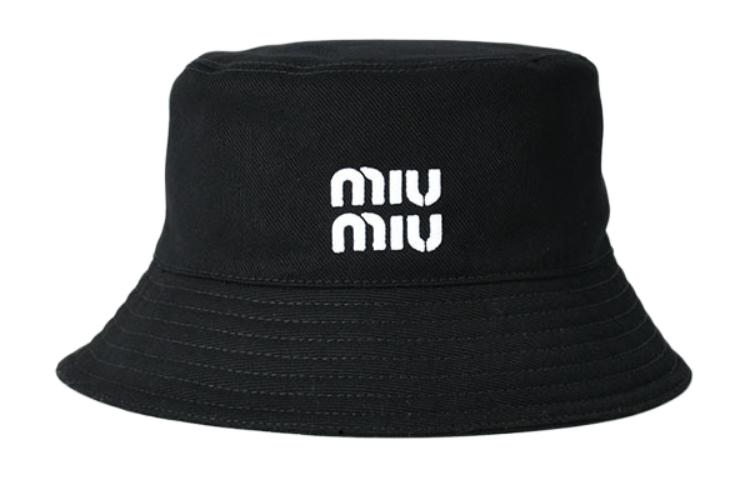 Order MIU MIU Logo Decor Polyester Unisex Black Bucket Hat for Couples. 102464384