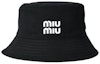 Order MIU MIU Logo Decor Polyester Unisex Black Bucket Hat for Couples. 102464384