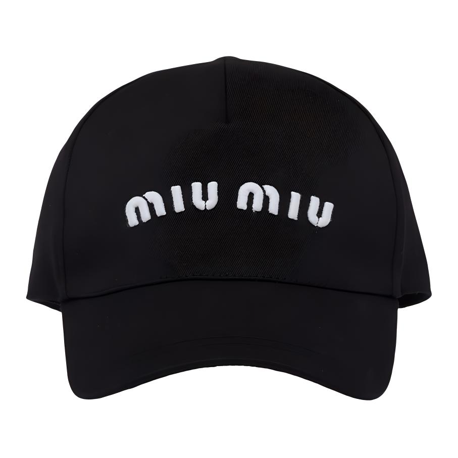 MIU MIU Logo Embroidered Cotton Baseball Cap Unisex Black. 5HC1792DOQ-F0967