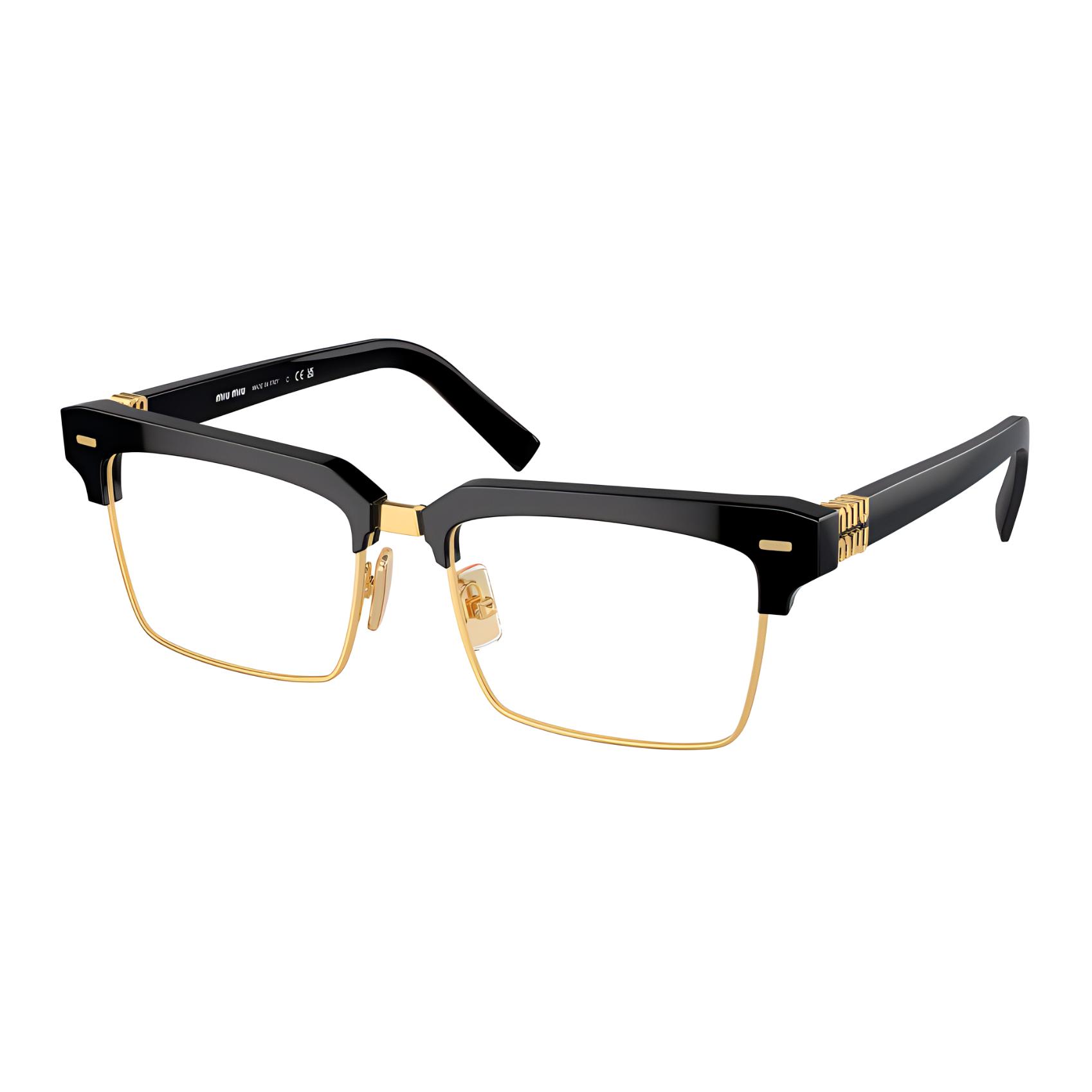 MIU MIU Logo Eyeglasses Black Browline Frame Unisex Optical Glasses 0MU11XV16K1O154
