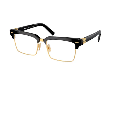 MIU MIU Logo Eyeglasses Black Browline Frame Unisex Optical Glasses 0MU11XV16K1O154