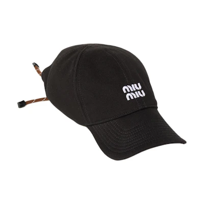 MIU MIU Logo Fabric Unisex Baseball Cap Black/Tobacco Color 5HC369_2CR1_F034S
