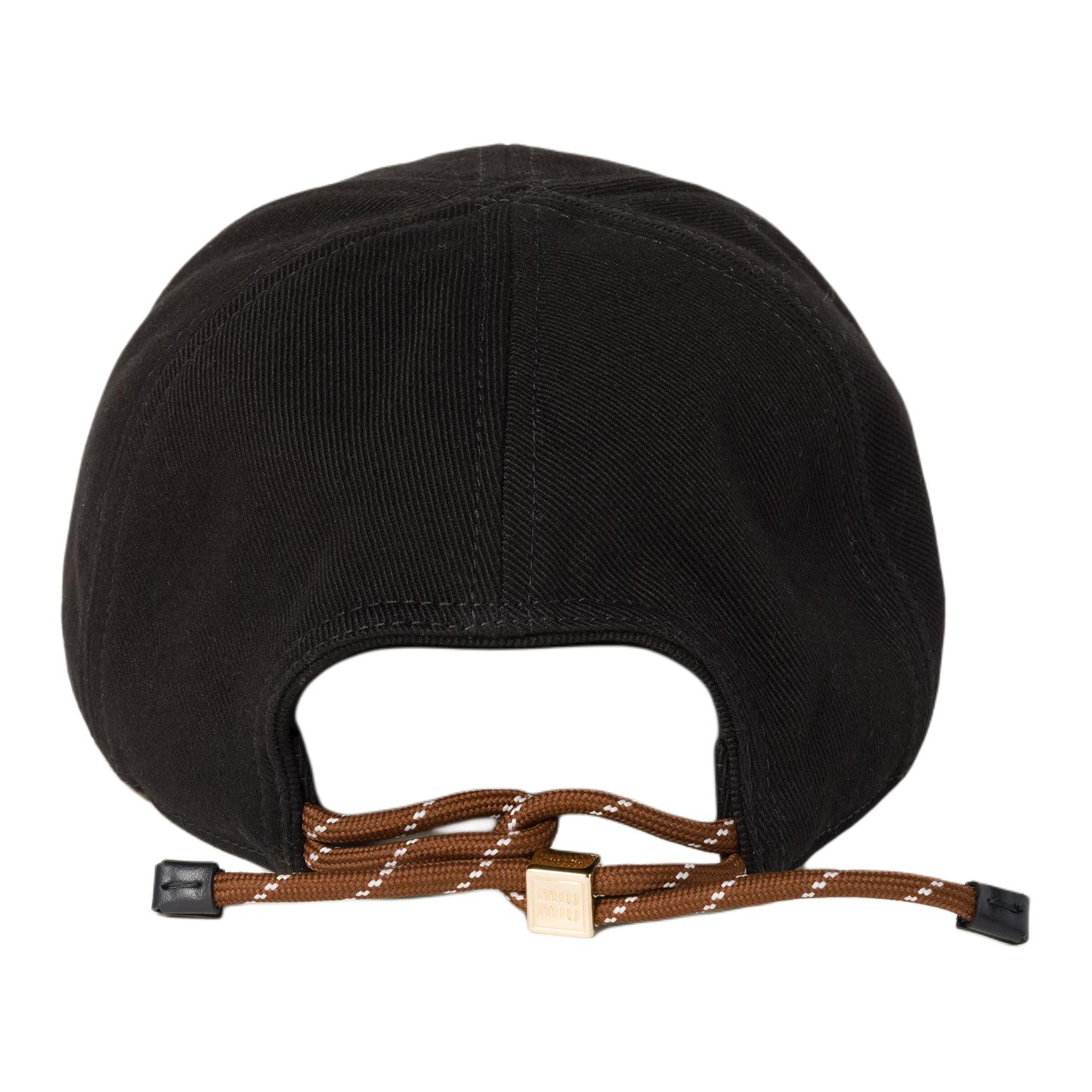 Lookbook MIU MIU Logo Fabrik Topi Besbol Unisex Hitam/Tembakau 5HC369_2CR1_F034S