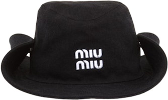 MIU MIU Logo Print Hat Unisex Couple Style - Black 5HC221-2F3W-F0967 MIU MIU Logo Print Hat Unisex Couple Style - Black 5HC221-2F3W-F0967