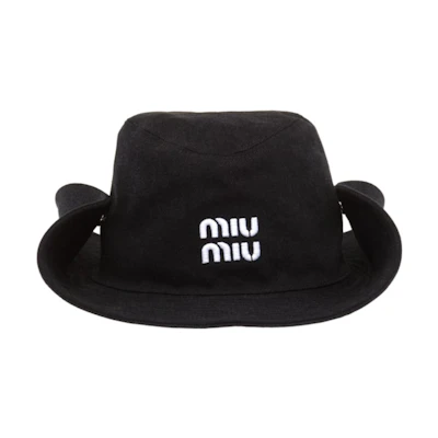 MIU MIU Logo Print Hat Unisex Couple Style - Black 5HC221-2F3W-F0967