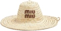 Order MIU MIU Logo Raffia Straw Beige Bucket Hat 5HC3512DDH