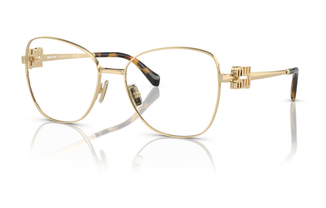 MIU MIU Logo Temple Metal Irregular Optical Glasses Gold for Men. MU50XVZVN1O1