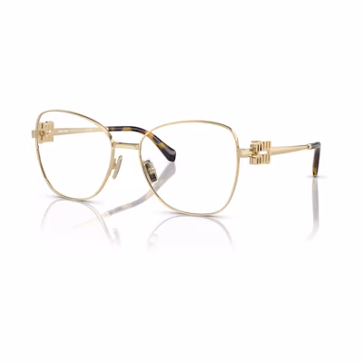 MIU MIU Logo Temple Metal Irregular Optical Glasses Gold for Men. MU50XVZVN1O1