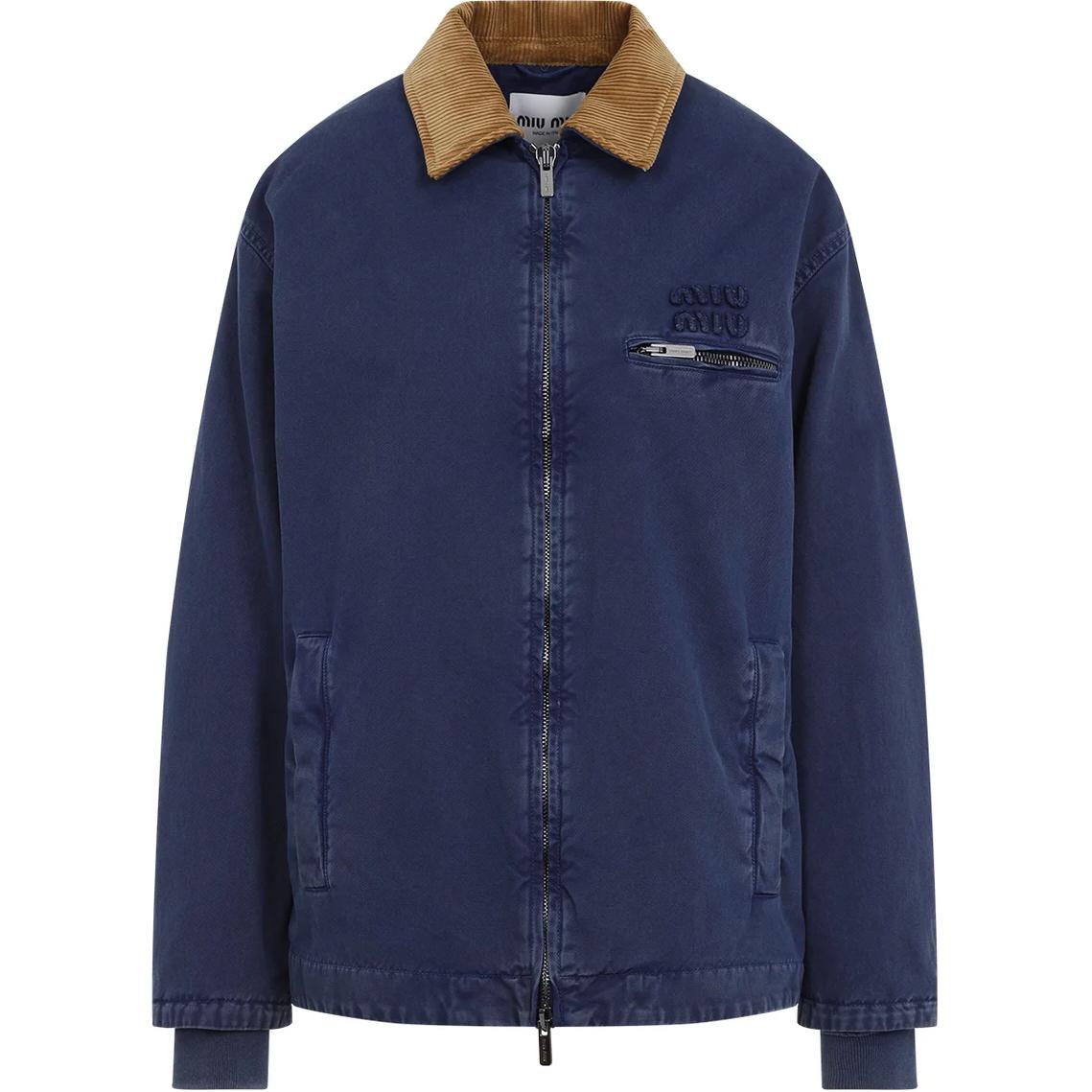 Miu Miu Logo Zip-Up Jacket Men’s Blue Long-Sleeve ML1010-16DD-F0589-S-OOO