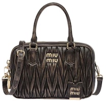 Miu Miu Matelassé Nappa Leather Top Handle Sand/Coffee Miu Miu Matelassé Nappa Leather Top Handle Sand/Coffee