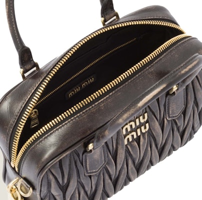 Miu Miu Matelassé Nappa Leather Top Handle Sand/Coffee Lookbook Miu Miu Matelassé Nappa Leather Top Handle Sand/Coffee