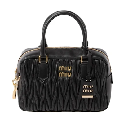 Miu Miu Matelasse Nappa Leather Top-Handle Black