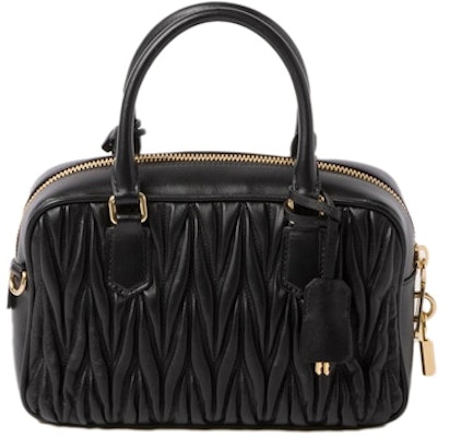Miu Miu Matelasse Nappa Leather Top-Handle Black Lookbook Miu Miu Matelasse Nappa Leather Top-Handle Black