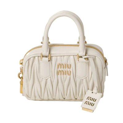 Miu Miu Matelasse Nappa Leather Top-Handle White