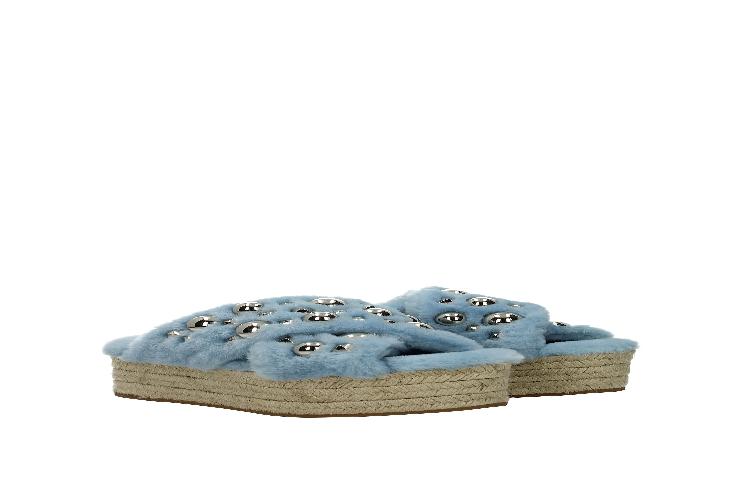MIU MIU Miu Mitsu Slippers 'Heavenly Light Blue Fur' 圖 7