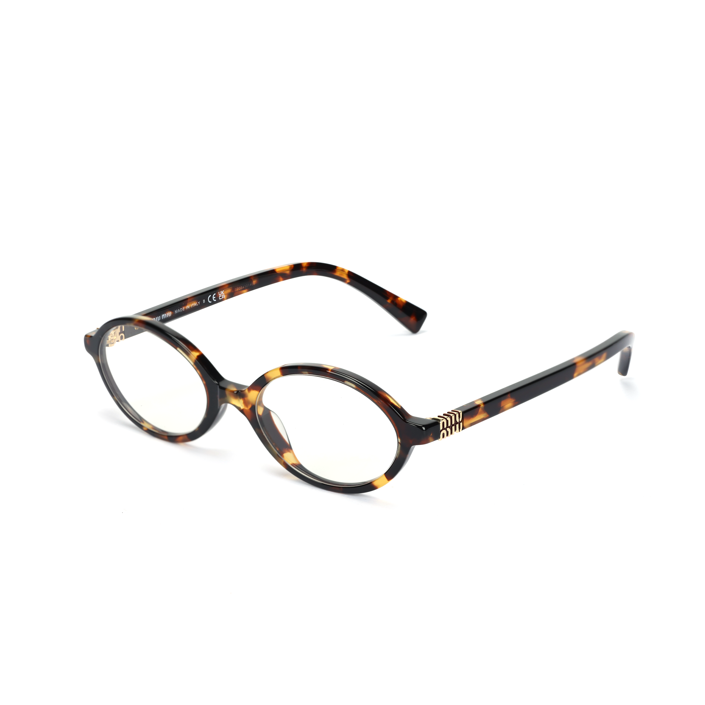 MIU MIU Oval Blue Light Glasses Tortoiseshell Frame with Logo for Men. SMU04Z_SVAU_FE08N_C_050