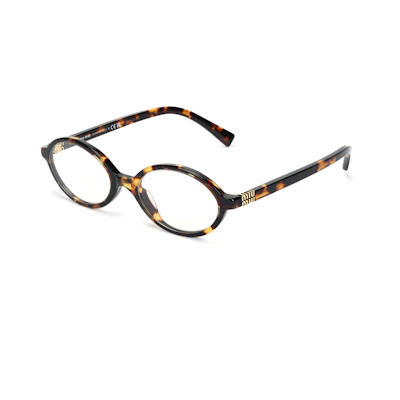 MIU MIU Oval Blue Light Glasses Tortoiseshell Frame with Logo for Men. SMU04Z_SVAU_FE08N_C_050