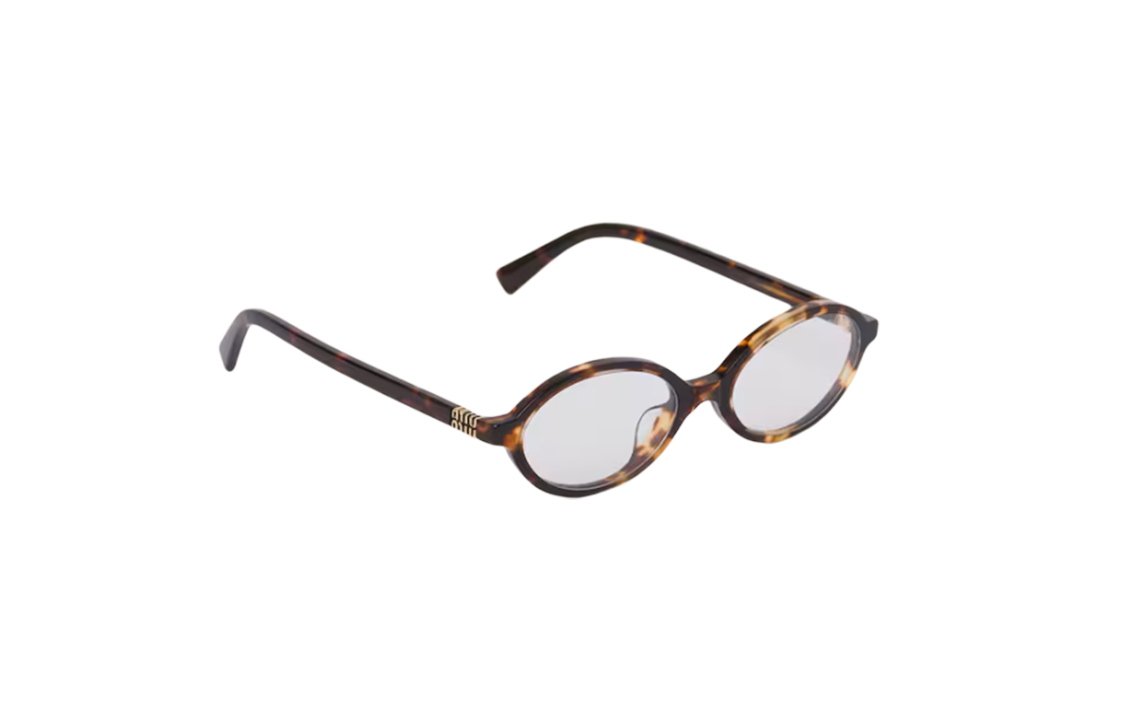 Order Kacamata MIU MIU Oval Blue Light Frame Tortoiseshell dengan Logo untuk Pria. SMU04Z_SVAU_FE08N_C_050