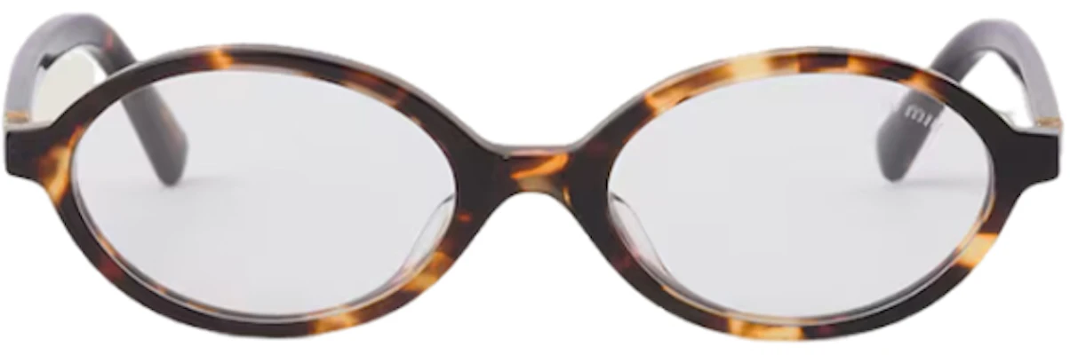 Kacamata MIU MIU Oval Blue Light Frame Tortoiseshell dengan Logo untuk Pria. SMU04Z_SVAU_FE08N_C_050 Lookbook Kacamata MIU MIU Oval Blue Light Frame Tortoiseshell dengan Logo untuk Pria. SMU04Z_SVAU_FE08N_C_050