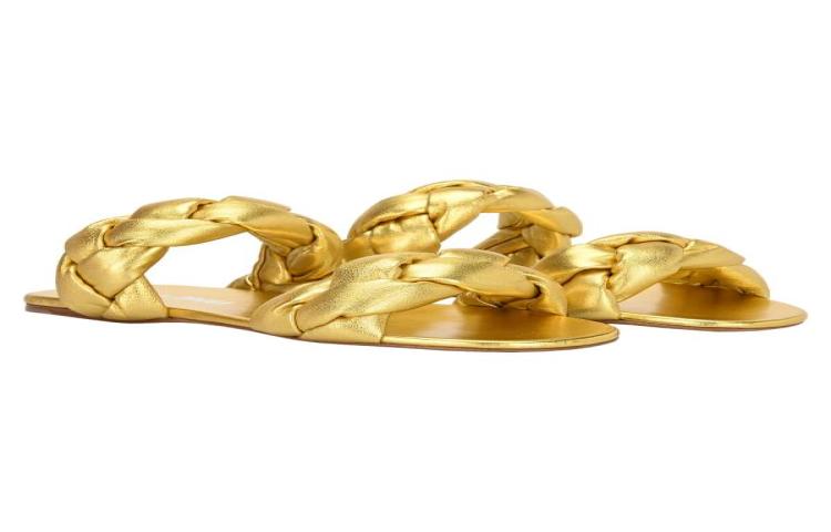 MIU MIU Prada Flat Sandal 'Metal-Weave Gold' 圖 2