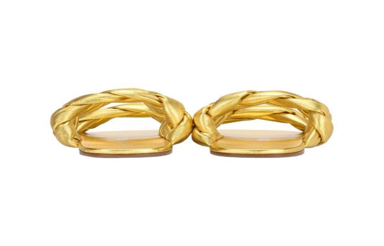 MIU MIU Prada Flat Sandal 'Metal-Weave Gold' 圖 3