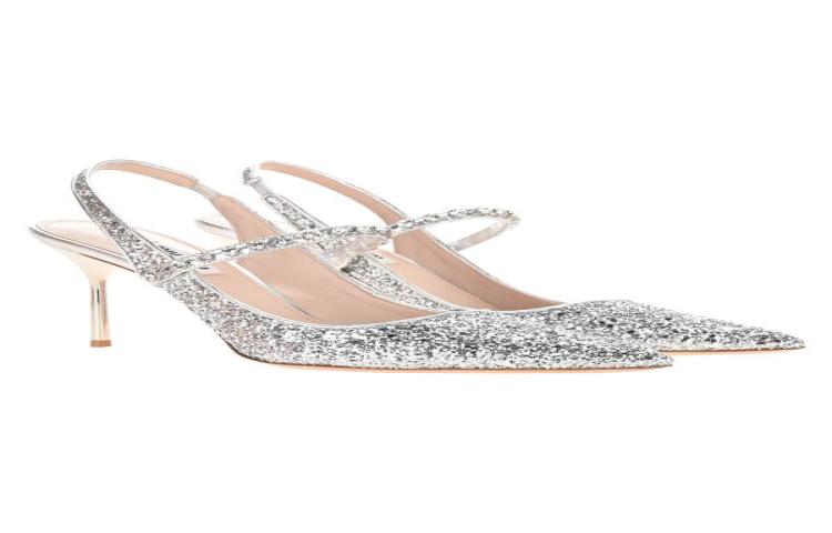 MIU MIU Prada Glitter Slingback Pumps 'Silver' 圖 2