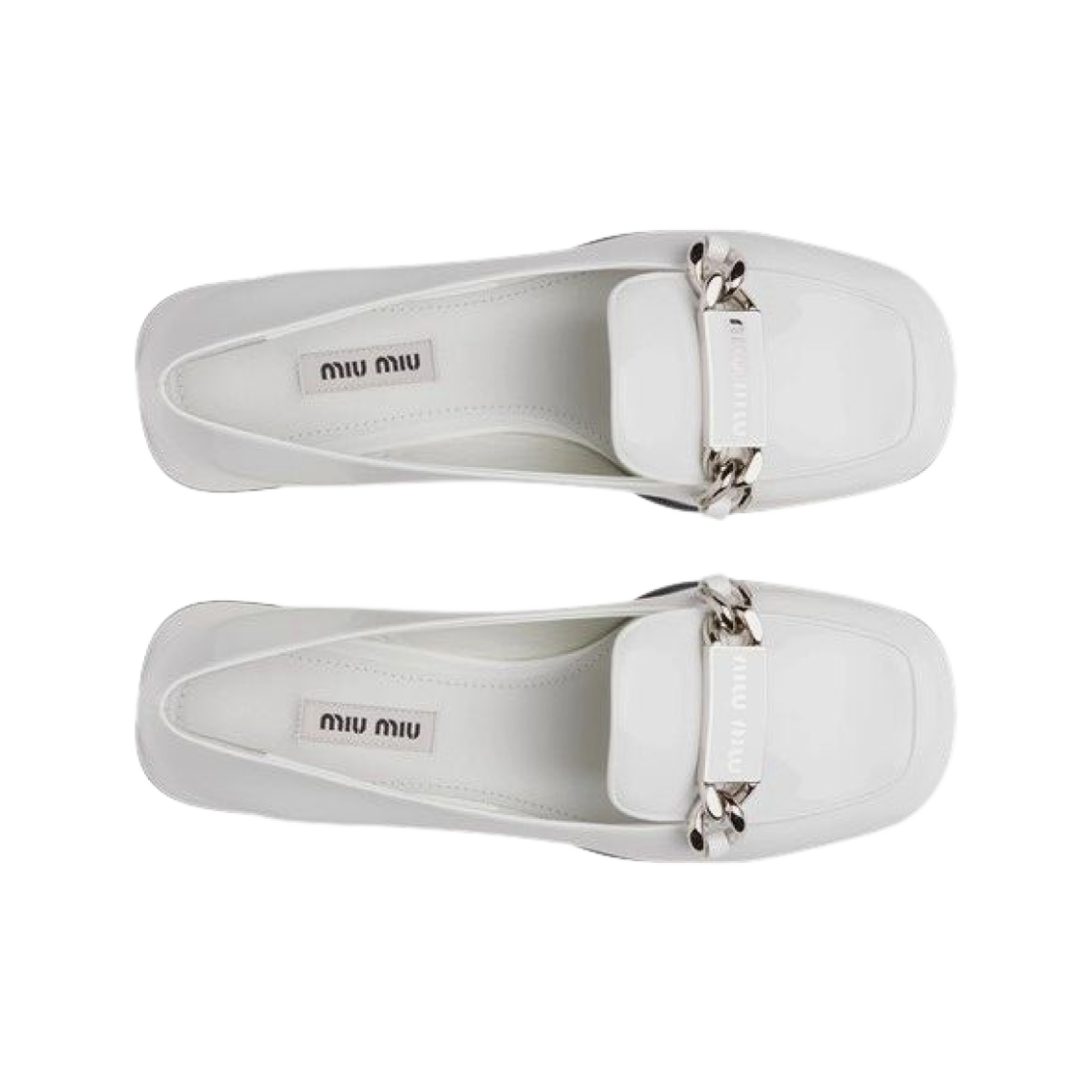 MIU MIU Prada Patent Leather Chunky Heel 'White' 圖 2